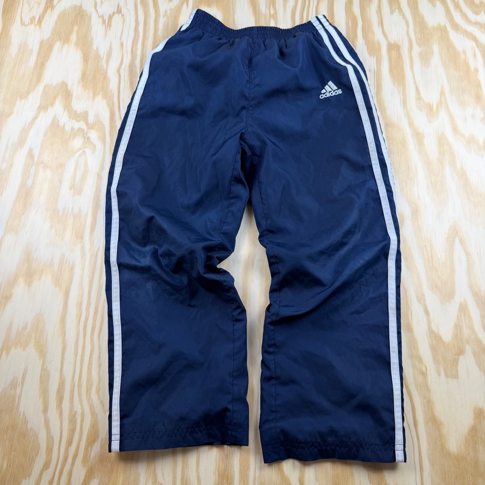 Y2k‎ Adidas Kids Navy Blue 3 Stripe Track Pants Mesh Lined Windbreaker Size 6